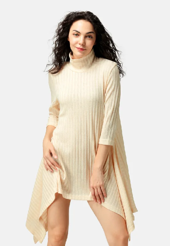 long sleeve irregular hem sweater dress