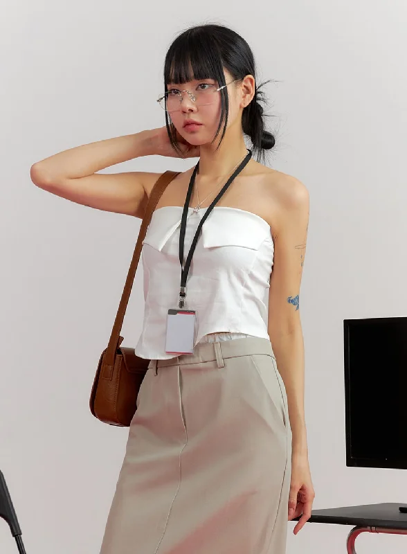 Instant Savings Solid Fold Over Tube Top IM414