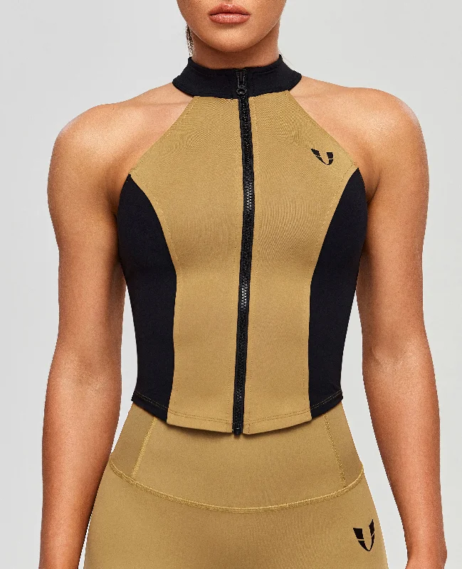 Bargain Prices Contrast Color Gym Tank - Brown and Black