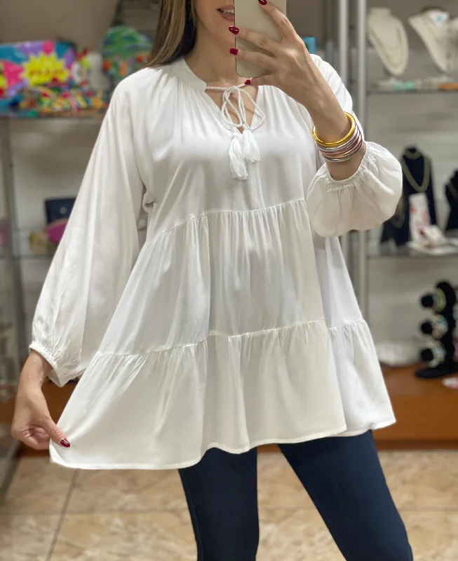 Take Action White Tunic Top