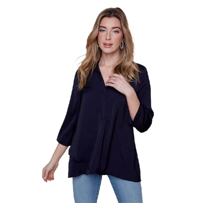Crazy Savings Renuar Long Sleeve Airflow Blouse - New Midnight