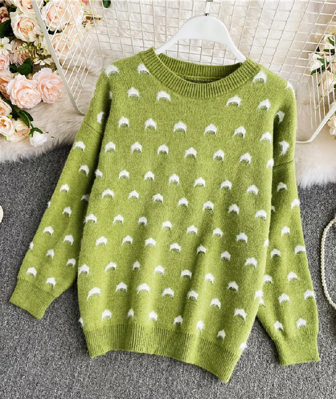Clearance Sale Cute round neck loose sweater  084
