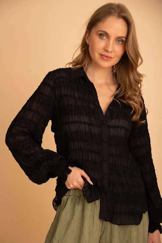Major Savings Kristen Shirt Black Chiffon