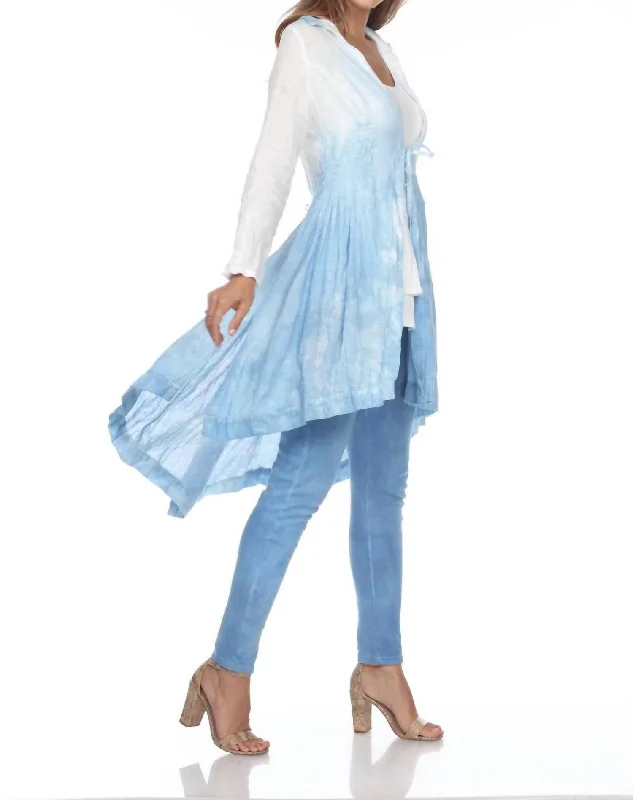 Weekend Specials to Relish Victoria Pleated Cotton Duster In Indigo Plant Dye