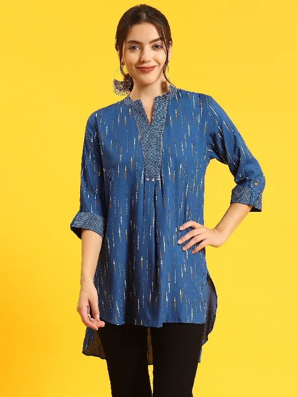 Discount Mania Women Blue Printed Tunic