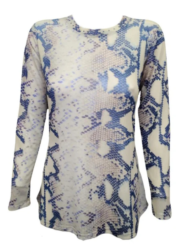 Exclusive Deal David Cline Madison Long Sleeve Mesh Crew Tank with Stones - Snake