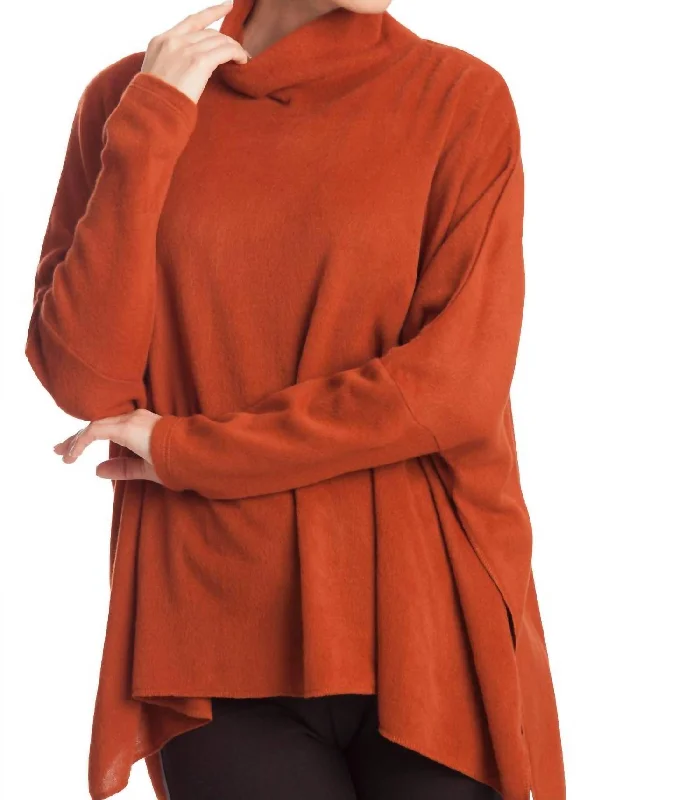 Make Your Weekend Count with Savings Cowl Neck Oversized Sweater In Rust