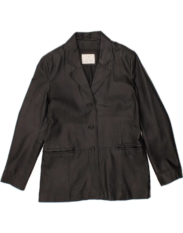 Daily Special VINTAGE Womens Leather Jacket UK 14 Large  Black Leather