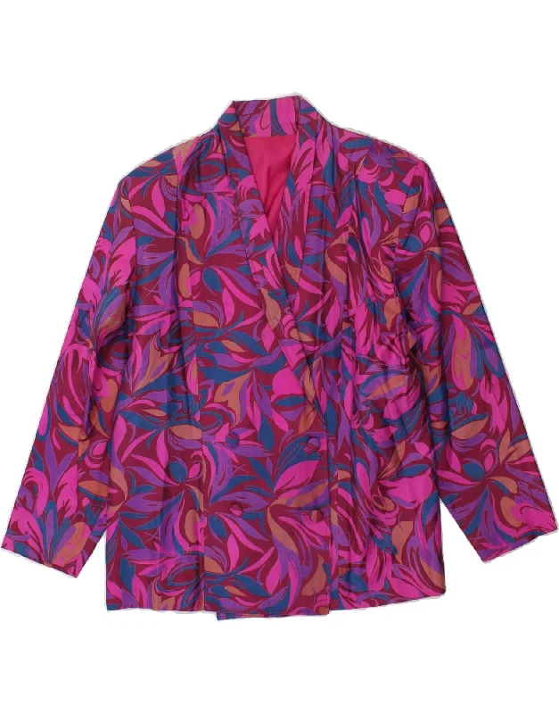 Mega Sale VINTAGE Womens Double Breasted Blazer Jacket UK 14 Medium Pink Floral