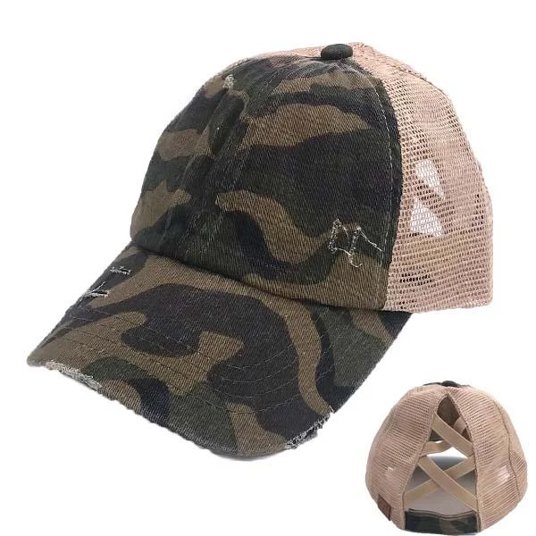 Deal Explosion BT-783 C.C Cris Cross Pony Caps Olive Camo/Beige
