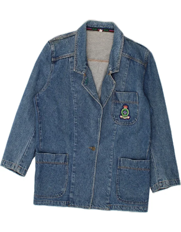Deal Frenzy MASH Womens 1 Button Denim Blazer Jacket UK 16 Large Blue Polyester