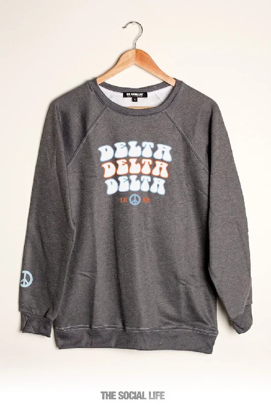 Don't Miss Out Delta Delta Delta Peace Raglan Crewneck