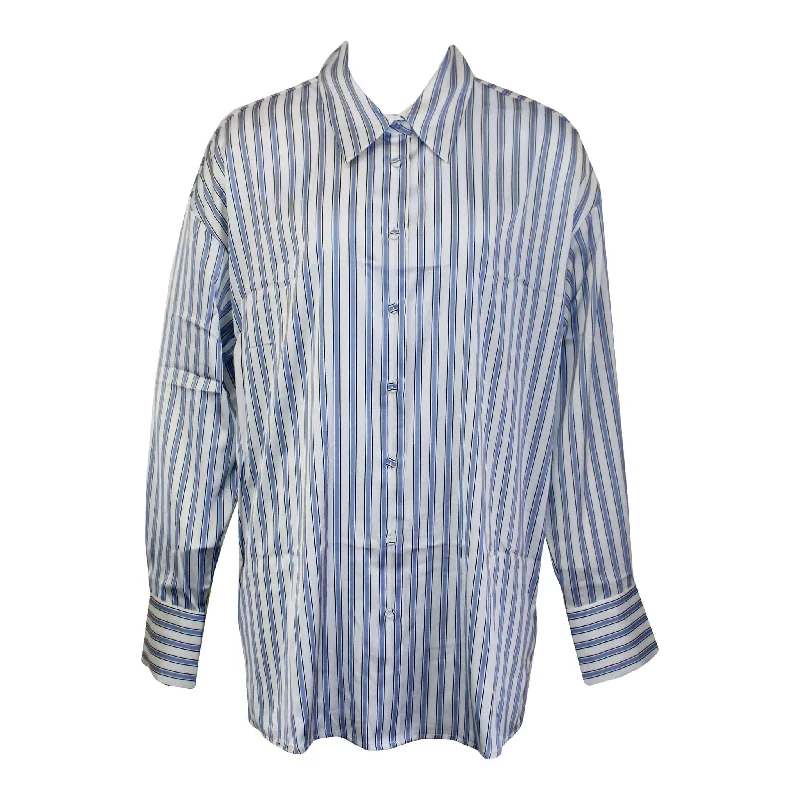New Deal Renuar Woven Long Sleeve Blouse - Chambray Combo