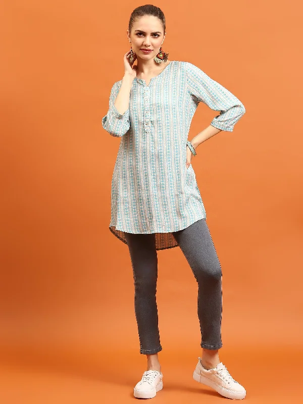 Sale Event Women Blue Straight Printed Tunic