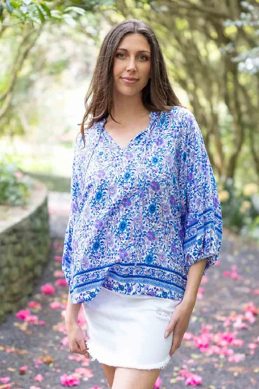 Online Only Angelica Top Blue Boho