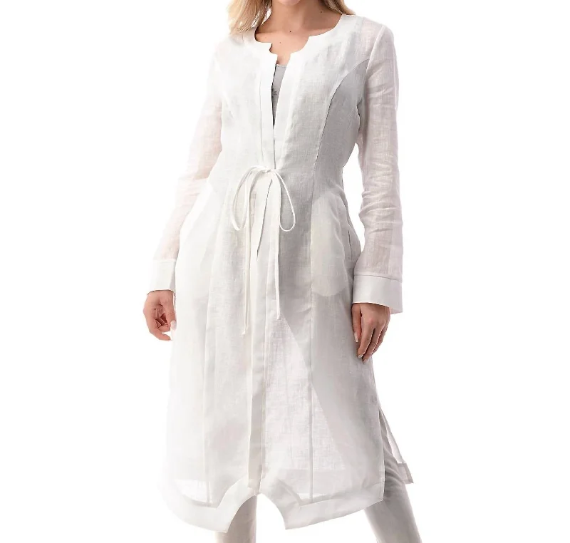 Weekend Bargains to Enjoy Ariana Arch Detail Duster In White