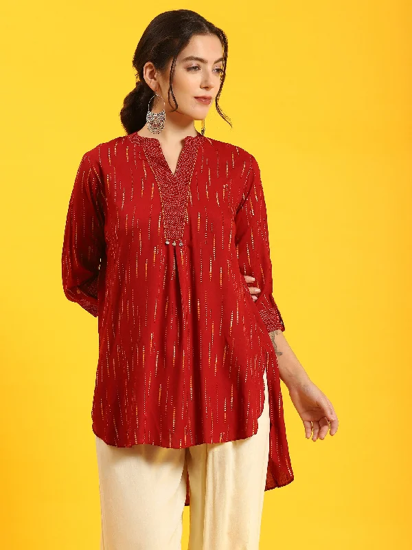 Big Savings Women Maroon Printed Tunic