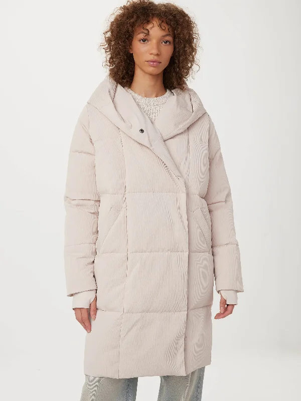 Can't Beat The Ribbed Hygge Puffer Coat in Grey Morn