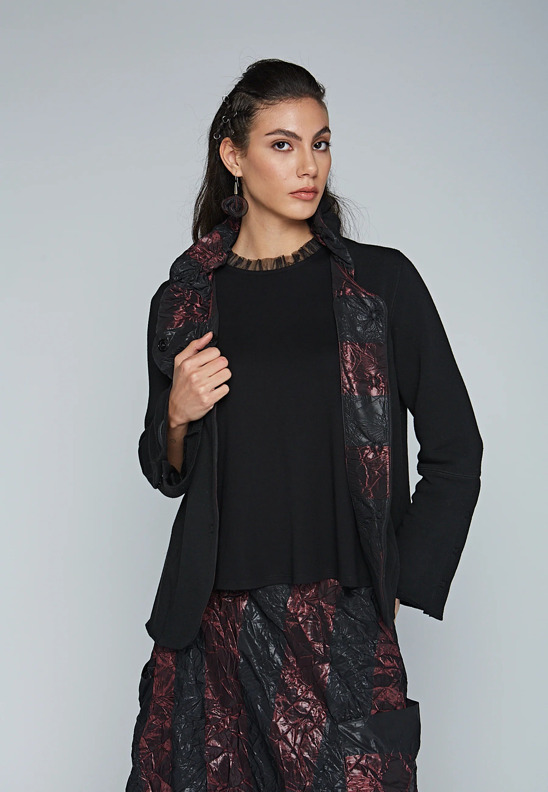 Flash Sale GLIMPSE Viscose jersey blouse with tulle details