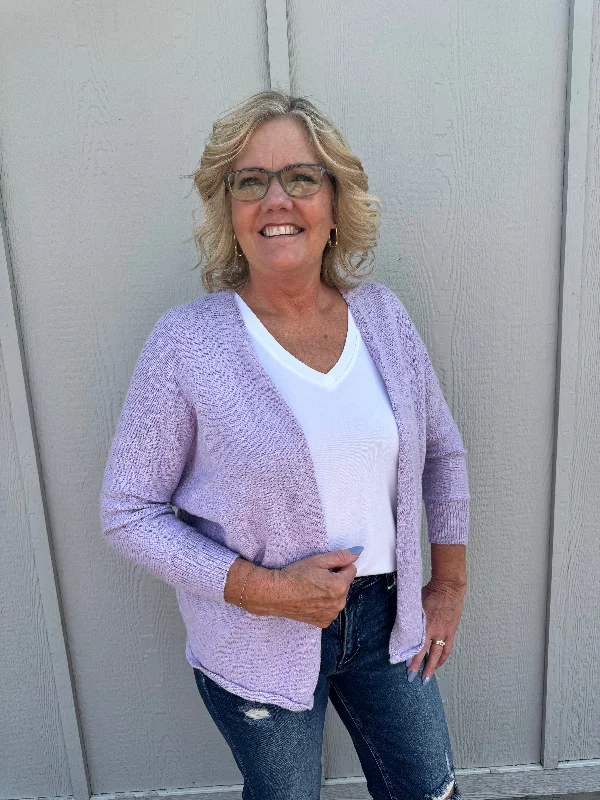 Weekend Deals That Excite JUSTINE LAVENDER KNITTED TEXTURED CARDIGAN