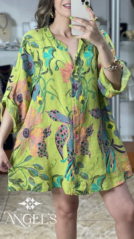 Mega Sale Floral Linen Tunic Top/Mini Dress