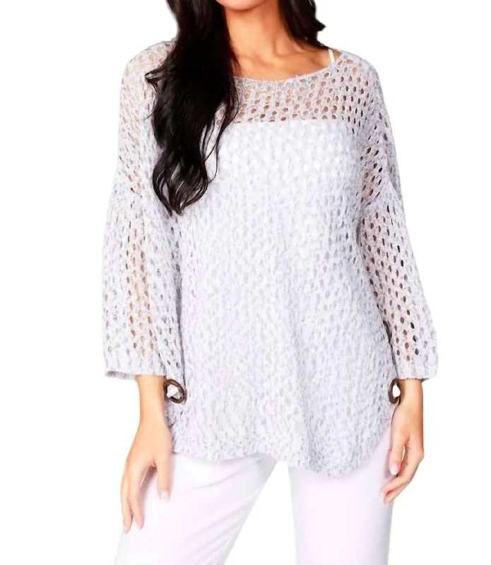 Weekend Wonders Await! Aimee Wooden Button Poncho In Slate