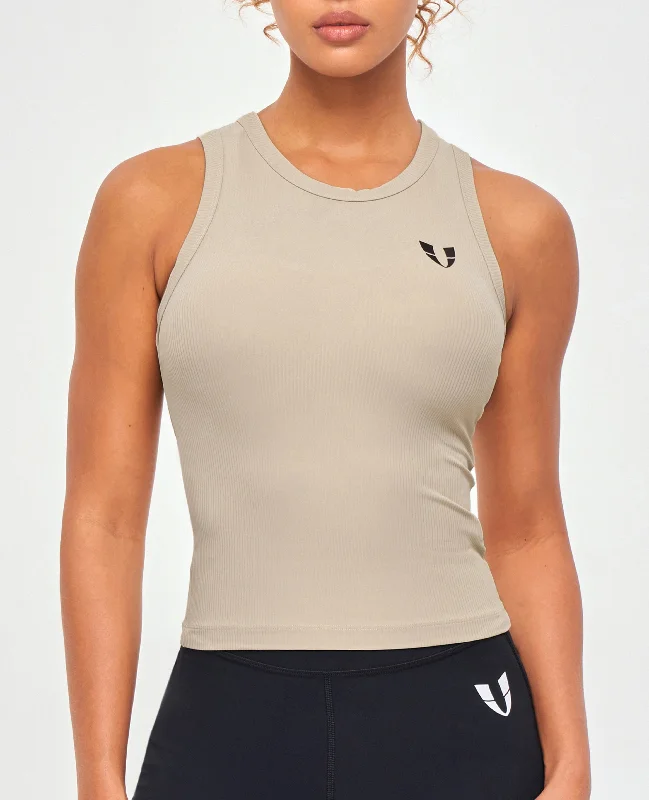 Today's Deal Ribbed Workout Tank - Khaki