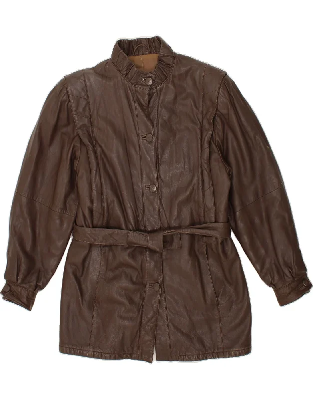 Clearance Items VINTAGE Womens Leather Coat IT 42 Medium Brown Leather