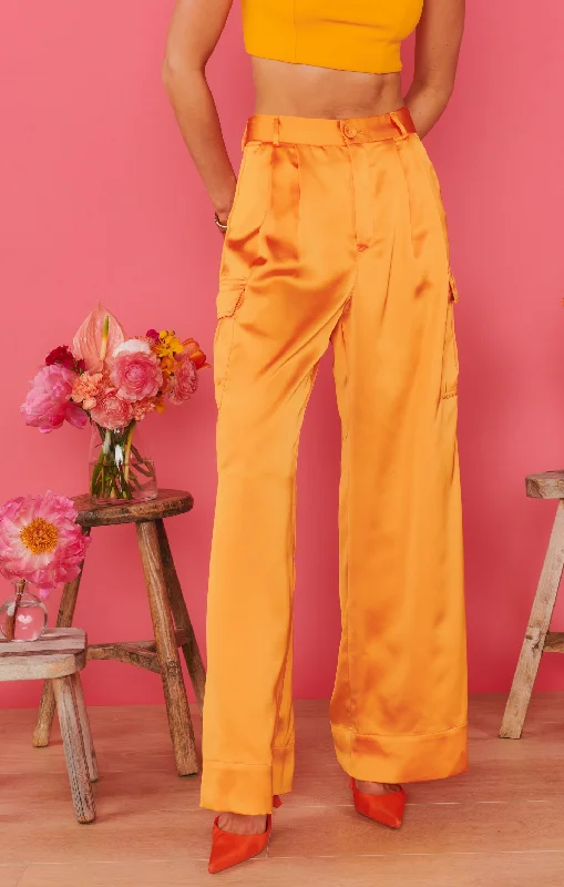 Best Choice Cameo Cargo Pants ~ Tangerine Fluid Satin