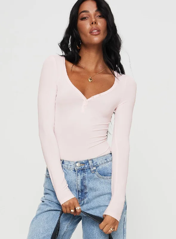 Super Discount Delgado Long Sleeve Bodysuit Pink