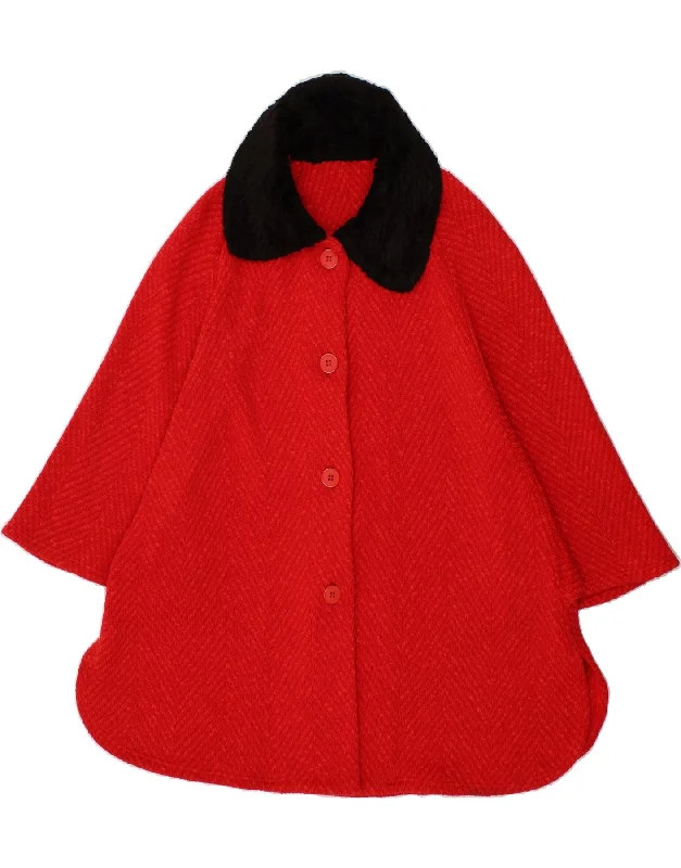 TIME-Limited Offer VINTAGE Womens Poncho Coat One Size Red