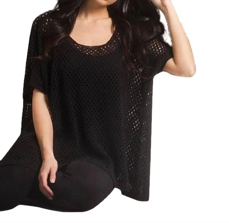 Weekend-Only Price Drops Crochet Poncho In Black
