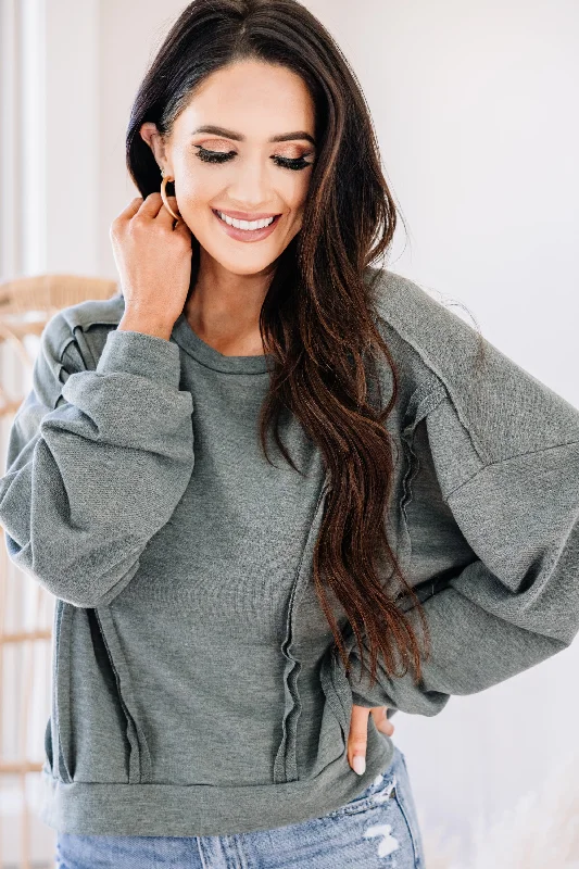 Unmissable Offer Tell You The Truth Teal Green French Terry Pullover