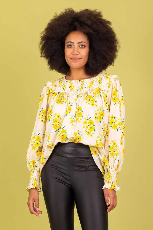Savings Bonanza Ivy Blouse Yellow Floral