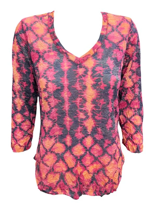 Reduced Price David Cline Amelia 3/4 Sleeve V-Neck Top - Fire