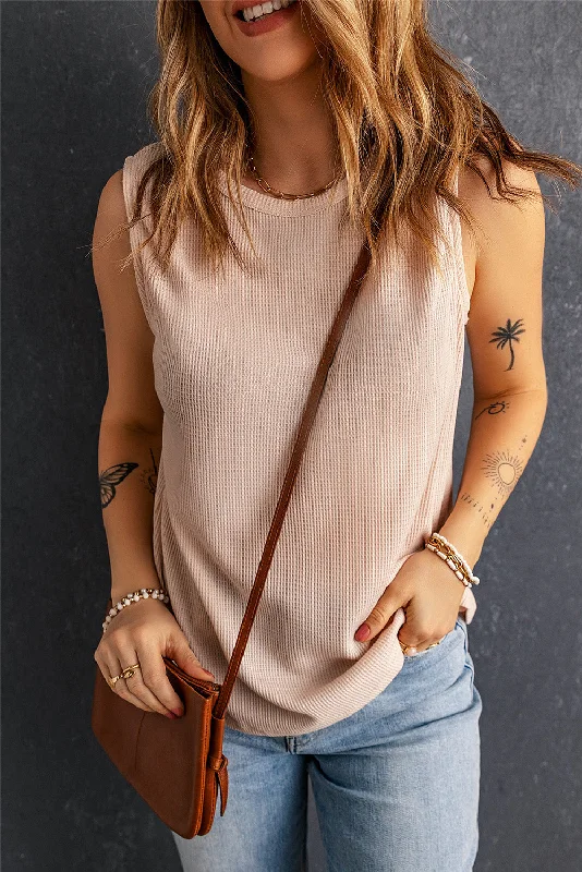 Big Deal Waffle Knit Round Neck Tank