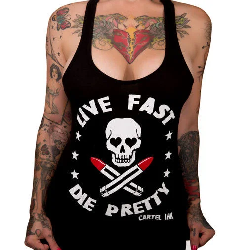 Live Fast Die Pretty Women's Racer Back Tank Top