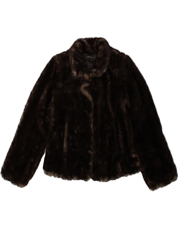 Final Sale PENNY BLACK Womens Faux Fur Jacket UK 14 Medium  Brown Acrylic