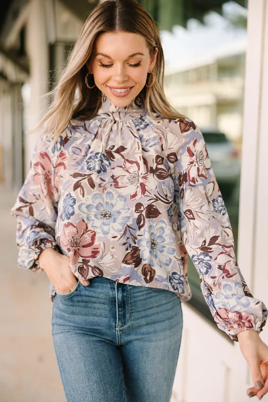 Crazy Savings Treat You Right Mauve Pink Floral Blouse