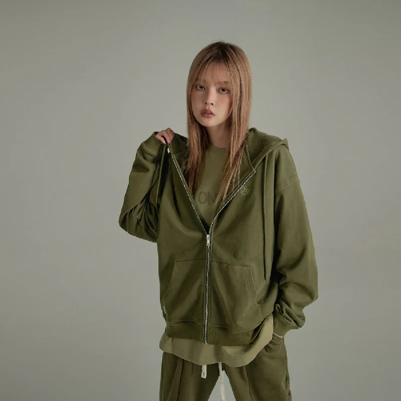 Savings Event Lettering Long-Sleeved Zip-Up Hoodie
