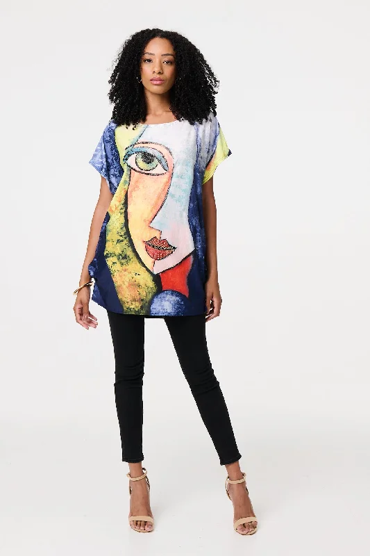 Mega Sale Graphic Print Short Sleeve Relaxed Tunic