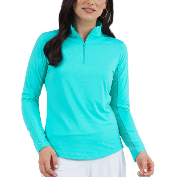 Instant Discount Ibkul Womens Long Sleeve Mock Solid Top - Jade
