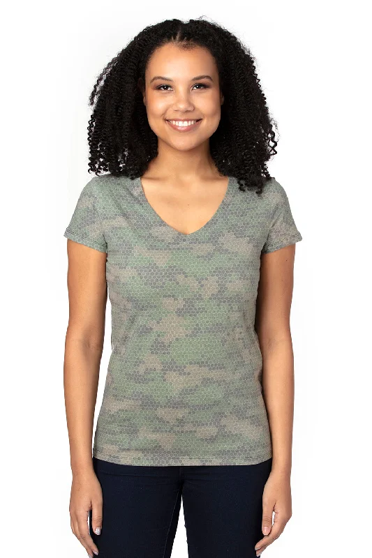 Low Prices Threadfast Apparel Womens Ultimate Short Sleeve V-Neck T-Shirt - Hex Green Camo