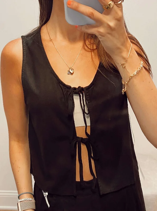 Markdowns Stateside Linen Double Tie Front Vest