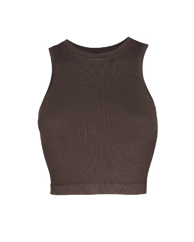 Quick Sale LUMINOUS Ribbed Vest | Chocolate Brown
