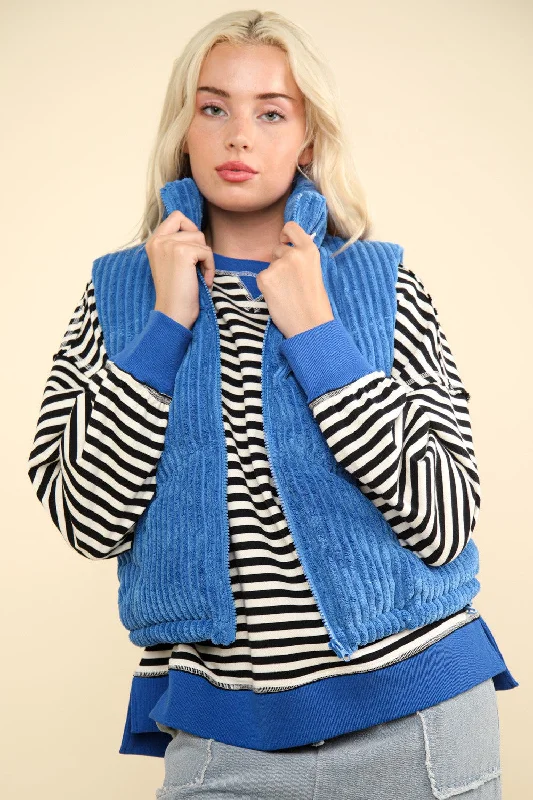 Weekend Flash Sale VERY J Zip Up Padded Corduroy Puffer Vest