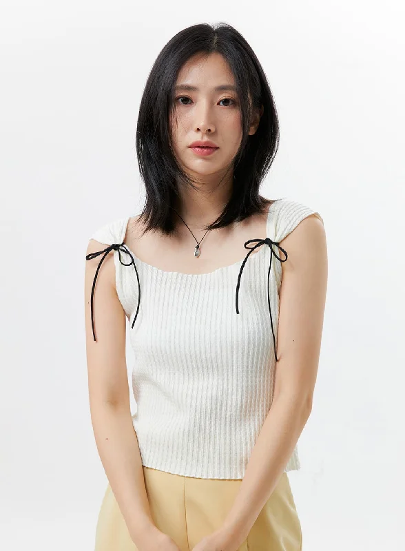 Weekend Discounts to Relish Ribbon Sleeveless Top OL325