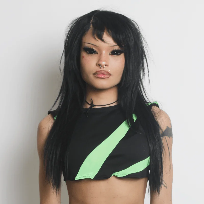 Massive Deal LASER CROP TOP BLACK / GREEN
