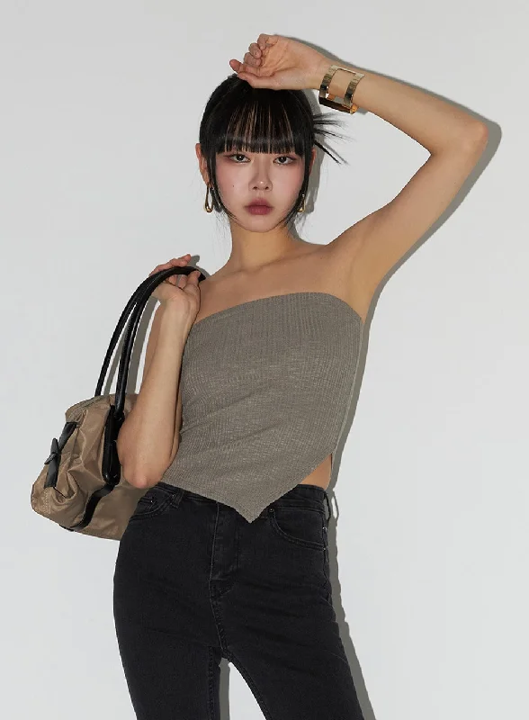 Mega Discount Ribbed Strapless Tube Crop Top IF402