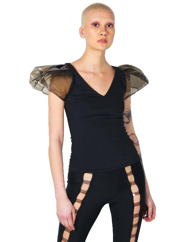 Hurry Up PVC PUFF SLEEVE TOP